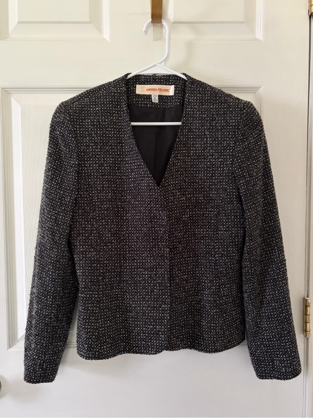 Amanda Fielding Charcoal Tweed V-Neck Women's Blazer